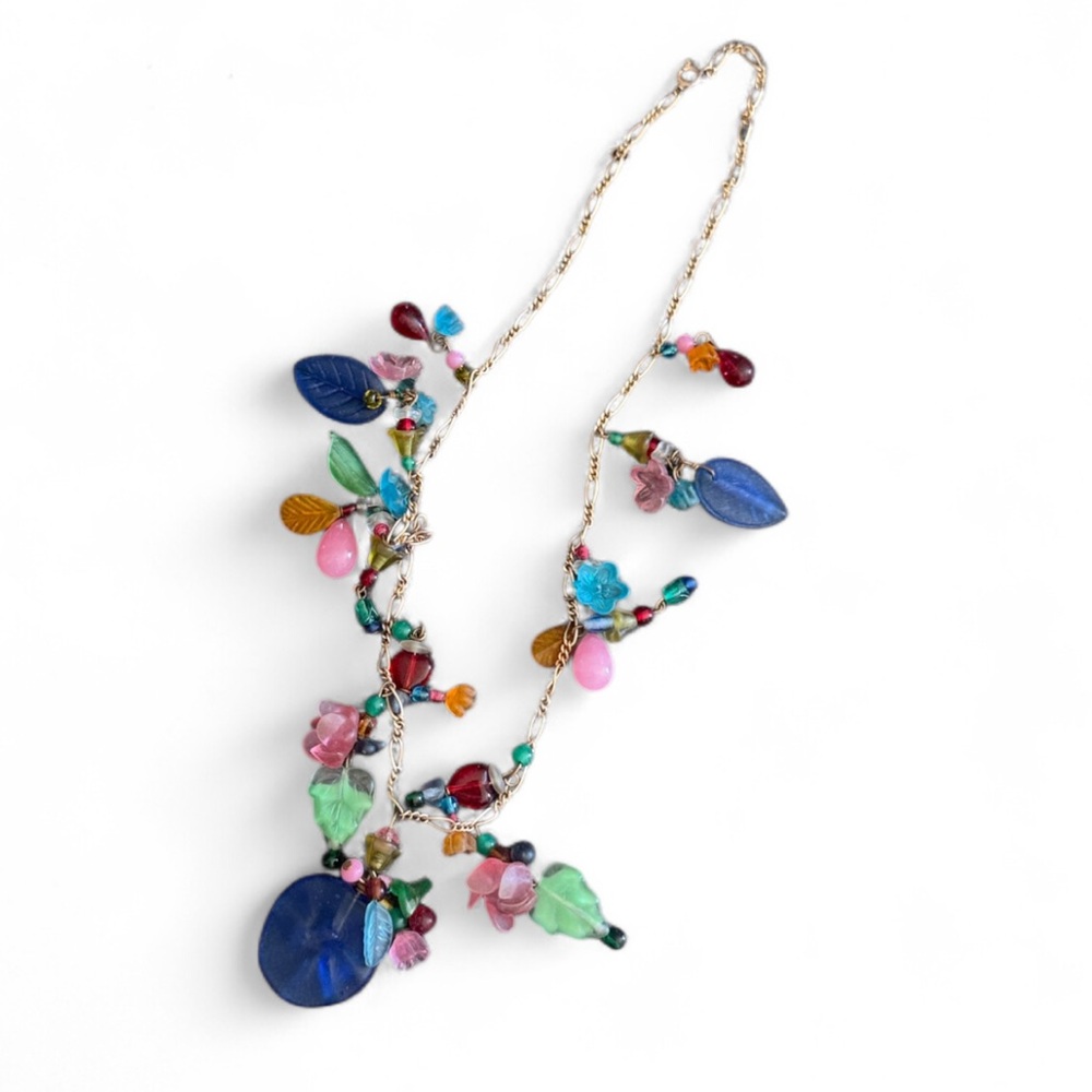 Colorful glass charm necklace